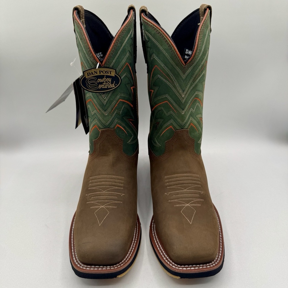 Dan Post Arrowhead Performance Boots Men's Size 12 D Brown Green Leather - Picture 3 of 16